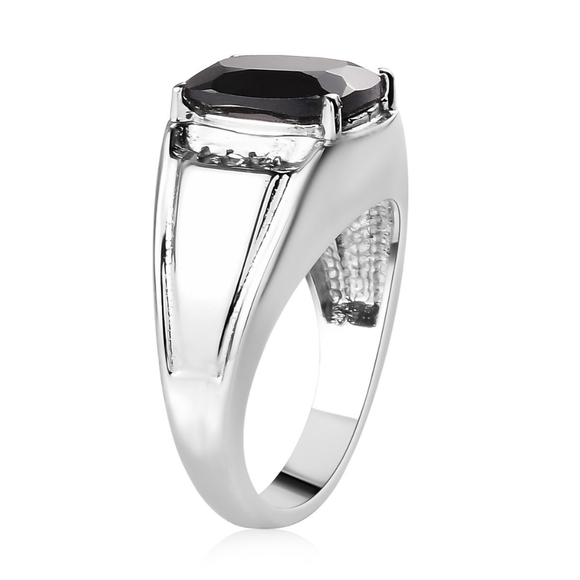 Men's Ring, Natural Thai Black Spinel and Zircon Gems. Non-Tarnish S Steel, 12  - Picture 2 of 5